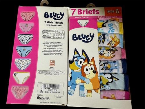 2 Pack- Bluey Girls Briefs- Size 6- 7 Per Pack (14 Total) 100% Cotton - Picture 2 of 2
