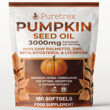 Pumpkin Seed Oil Extract 3000mg 180 Softgels with Saw Palmetto, Zinc, Lycopene