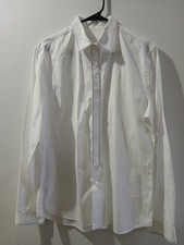 PRADA Men's Dress Shirt  White Features Contrast  Stitching Ideal Formal Ocacion