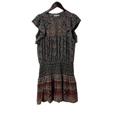 Ulla Johnson Simone Floral Print Drop-Waist Floral Silk Dress Size 4 Smocked