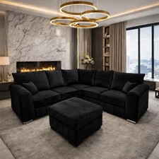 Luxury Plush Velvet 2C2 Corner Sofa with Footstool – Stylish Comfort Set