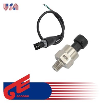 1/8 NPT 5V Pressure Transducer or Sender Wire Harness 1000Psi for Oil Air Water