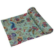 Vintage Indian Bedspread Throw Kantha Quil King Cotton