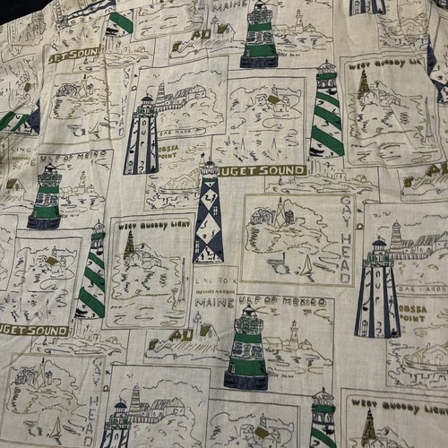 Vintage 50s Arrow Shirt Mens Large Map Lighthouse Print Camp USA 60s - Picture 8 of 8