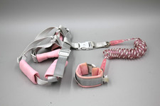 Toddler Harness Leash Pink Gray Stretchy Seatbelt Material Hugvidas Cushioned