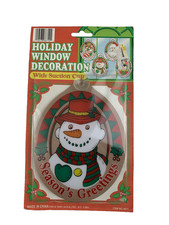 Snowman Holiday Window Decoration With Suction Cup Christmas Season's Greetings