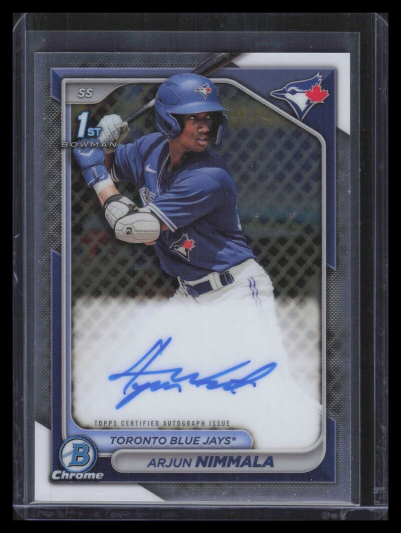 2024 Bowman Chrome Prospect Autographs CPAAN Arjun Nimmala Rookie Auto