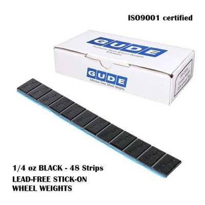 GUDE 1/4 oz., Black Steel (FE) Stick on Wheel Weights, 576pc/Box, 48 Strips