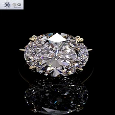 IGI 6.00Ct E VS1 Oval Cut Lab Grown Diamond Engagement Ring In 14K Yellow Gold