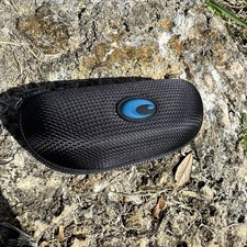 Costa Del Mar Sunglasses Clamshell Case Black/Blue Zipper with Eye Glass Cloth