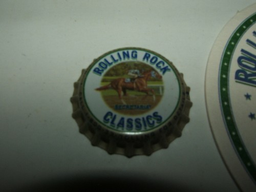 VINTAGE SECRETARIAT ROLLING ROCK BEER BOTTLE CAP COASTER LOT HORSE RACE CLASSICS - Picture 2 of 6
