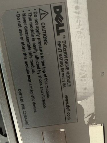 Genuine Dell Laptop DVD RW Drive + Caddy, P/N C3284-A00, 5V, 2.8A - Picture 4 of 5