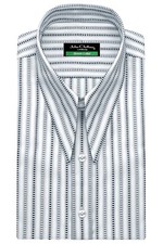 Goodfellas Revival Spear Dagger Collar Grey Black Geometrical Stripes Mens Shirt