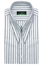 Goodfellas Revival Spear Dagger Collar Grey Black Geometrical Stripes Mens Shirt