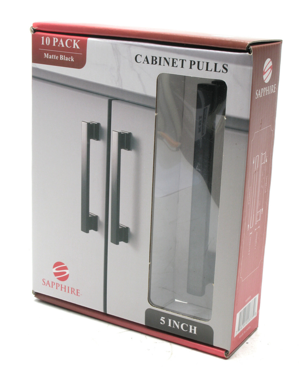 Sapphire Hexa Series Modern 5-inch Center-to-Center Cabinet Pulls, Black, 10pk