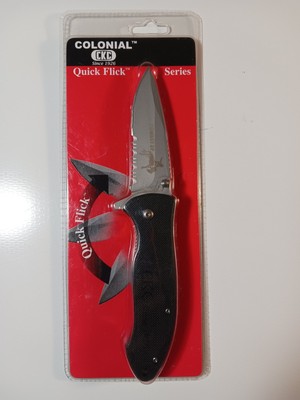 Colonial CKC, Stainless Black Model 5500, Pocket Knife, Quick Flick, 3'' Blade