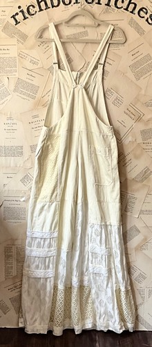 Free People Patchwork Overall Jumpsuit Crochet Lace Wide Leg Ivory S NEW - Picture 5 of 6