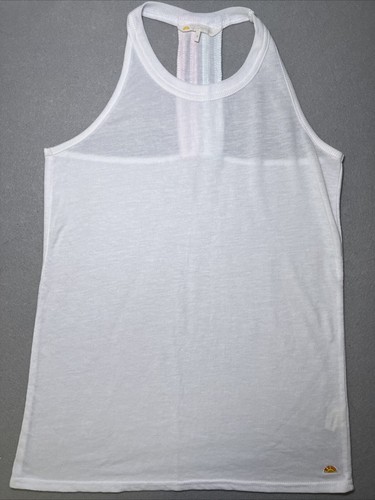 C&C California Racerback Tank Top Women Size Small White Knit Pastel Stripes - Picture 2 of 8