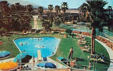 Palm Springs CA California Desert Airpark Air Hotel Resort Pool Vtg Postcard D37