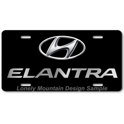 Hyundai Elantra Inspired Art on Black FLAT Aluminum Novelty License Tag Plate