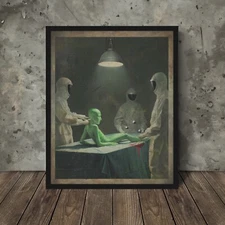 Vintage HYBRID ALIEN AUTOPSY Wall Art, Sci-fi Area 51 Decor, UFO Disclosure S4