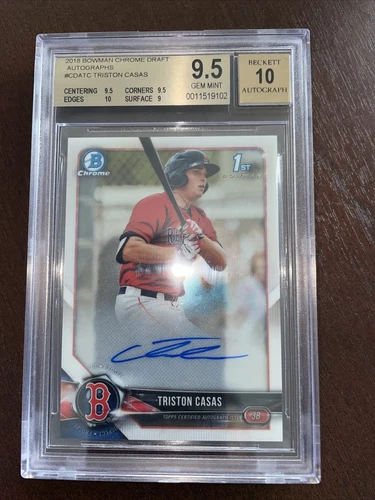 Triston Casas 2018 Bowman Chrome Auto - 1st Bowman Rookie RC BGS 9.5 /10 Auto
