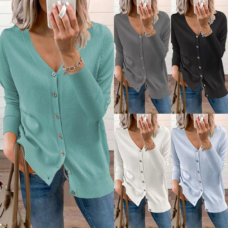 Women's v neck hotsell button down cardigan sweater