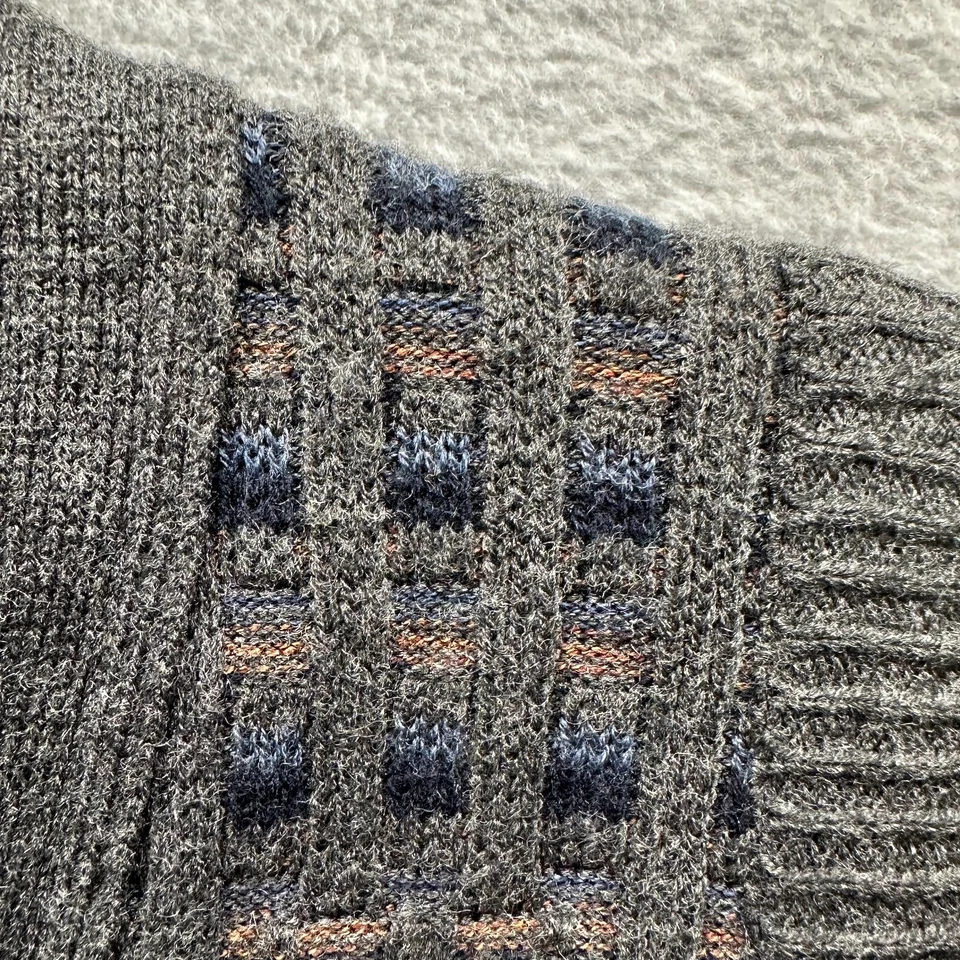 Suéter Jantzen Vintage Adulto Medio Gris Azul Rejilla Argyle Para Hombre Acrílico Años 90 Foto 3 de 4