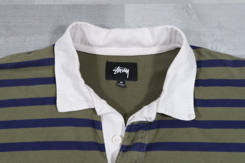 Camisa de rugby STUSSY con logotipo deletreado camiseta a rayas talla mediana para hombre manga larga - Imagen 7 de 12