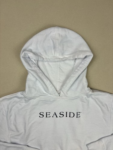 Seaside White Hoodie Youth Size Large Pullover Sweatshirt Cotton Casual Unisex - Picture 2 of 5