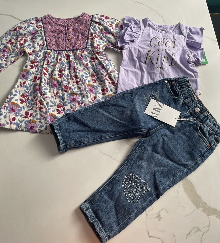 Zara And Gap Lot Of Three Dress, Jeans, And Bodysuit Size 12-16 Mts NWT