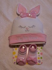 TK Maxx Little Me White/Pink My First Easter Hat & Bootie Set 0-12 Months BNWT