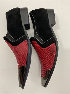 Amali Bolano Formal Tuxedo Loafers Red / Black Rhinestone  display picture 3