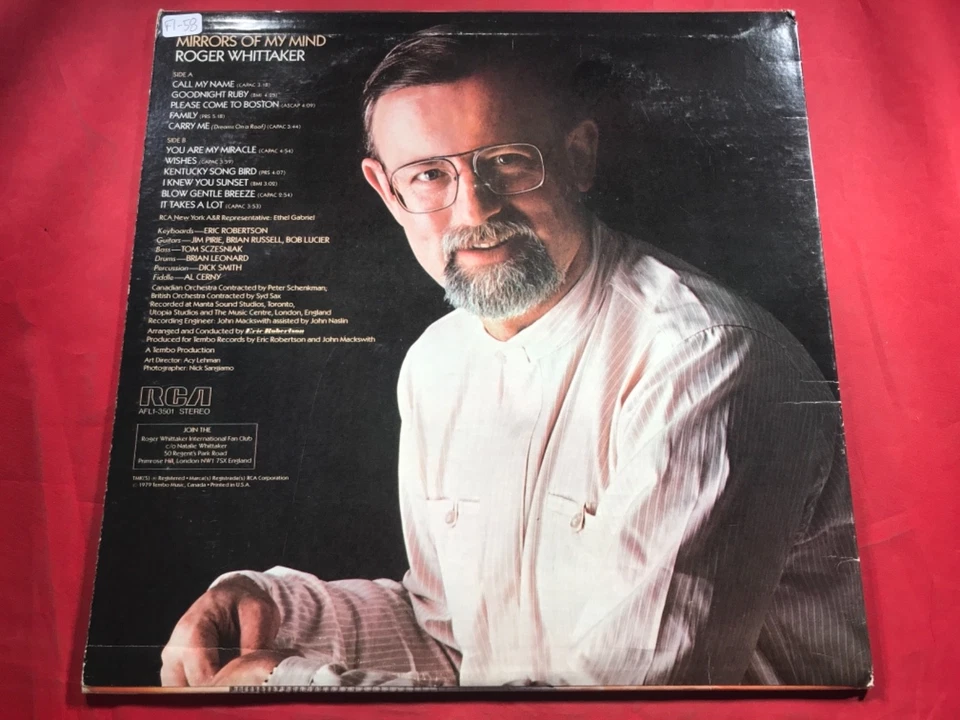 F1-58 ROGER WHITTAKER Mirrors Of My Mind - AFL1-3501 - 1979 - RECORD - POP - Image 4 of 4