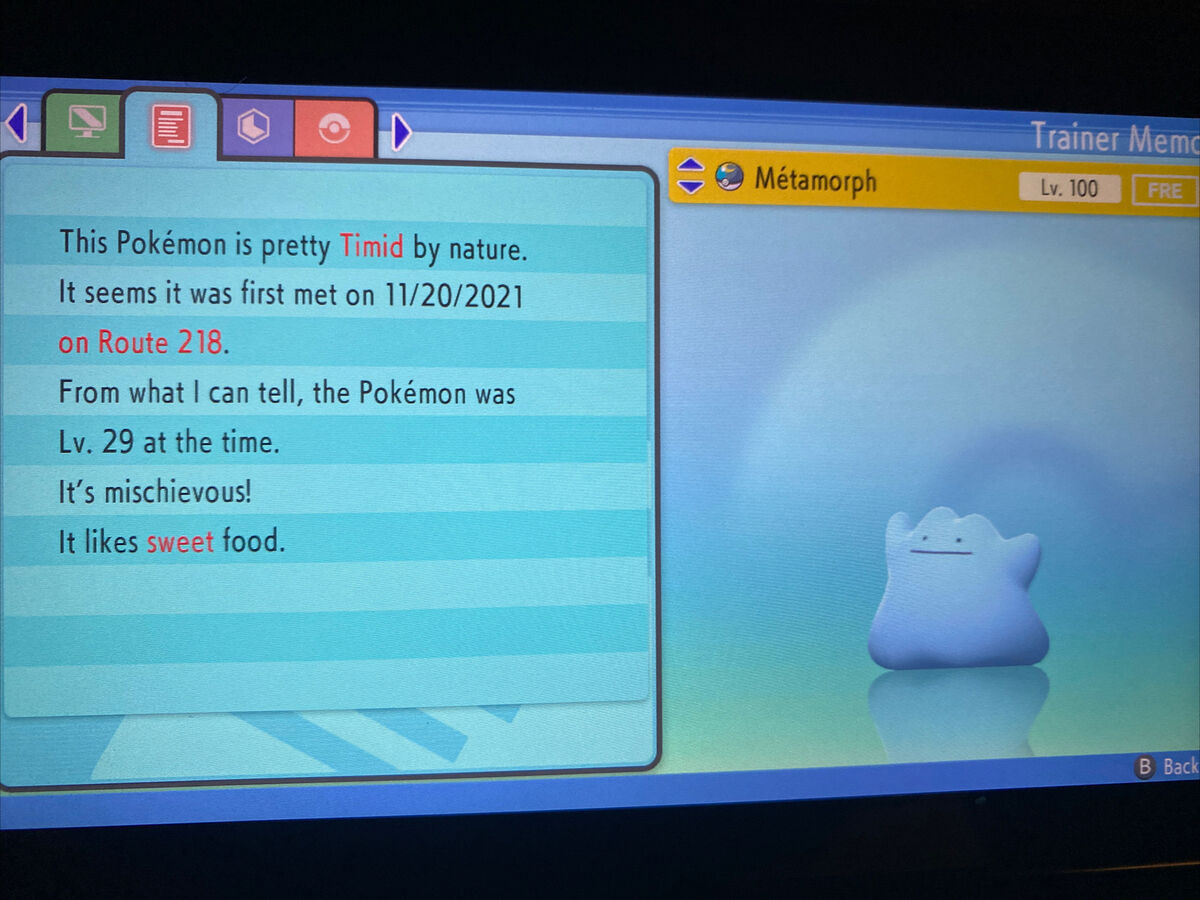 Pokemon Brilliant Diamond and Shining Pearl Shiny Ditto with Destiny Knot  6IV