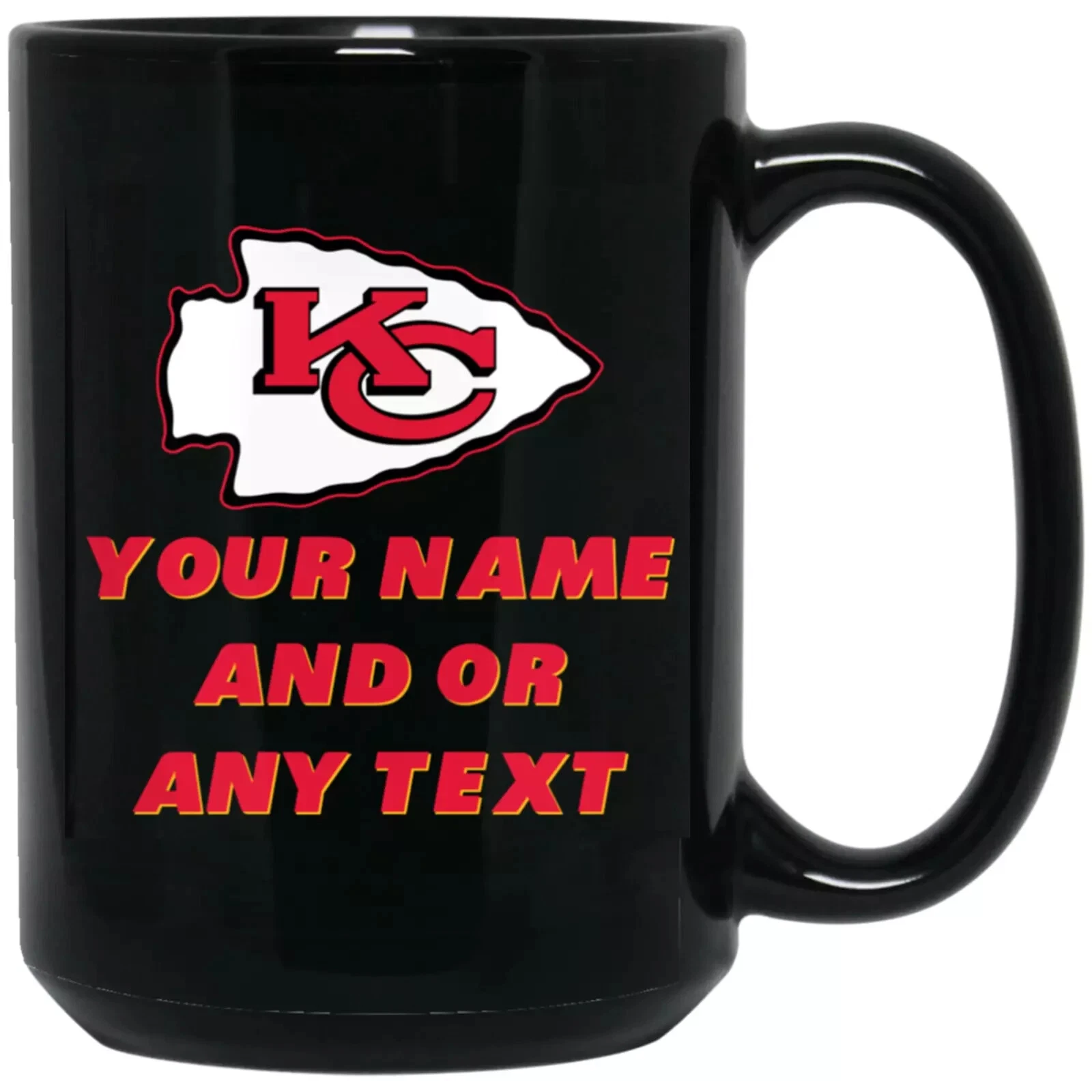 Custom Personalized Kansas City Chiefs Black Ceramic Coffee Mug Cup