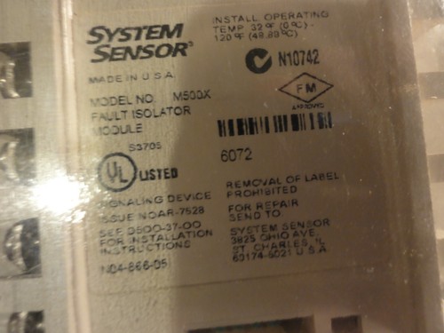 System Sensor M500X Fault Isolator Module BRAND NEW - Picture 3 of 3