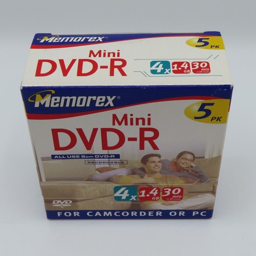 NEW Memorex Mini DVD-R 5 Pack For Camcorder or PC UPC 034707056152 Sealed Box - 第 6/8 張圖片