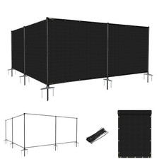6FT Tall Removable Iron Poles Privacy Fence Screen Windscreen Fence Garden Black