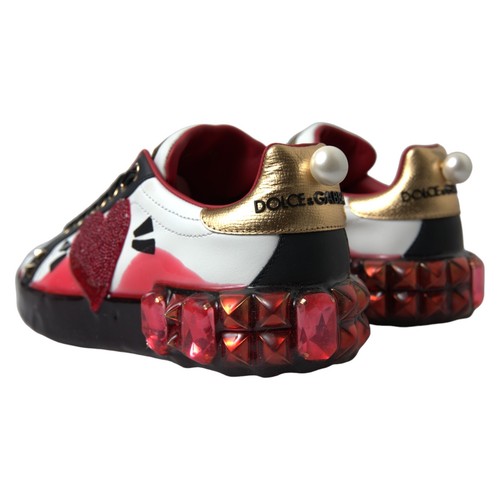 Dolce & Gabbana Blanco Rojo Cristales Cuero Portofino Zapatillas EU36.5/US6 - Imagen 4 de 13