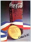 1984 OLYMPICS COCA COLA SODA BOTTLE Vintage 8"X11" Magazine Ad 1980's JNA14