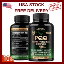 PQQ 40 Mg - PQQ with Coq10 Supplement - Mitochondria Biogenesis & Cellular Energ