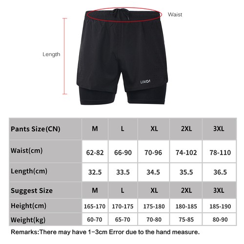 Lixada Men's 2-in-1 Running Shorts Quick Drying Breathable Active Training - Picture 7 of 11