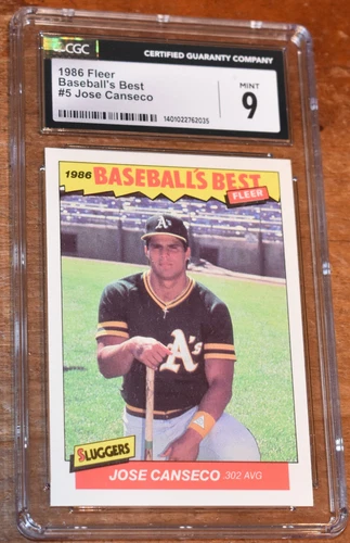 1986 Fleer Baseball's Best #5 - Jose Canseco - Beautiful Rookie Card CGC 9 Mint