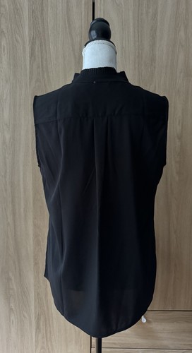 Elie by Elie Tahari Black Sleeveless Blouse Top NWT Sz L Ruffled Mock Neck - Picture 3 of 6