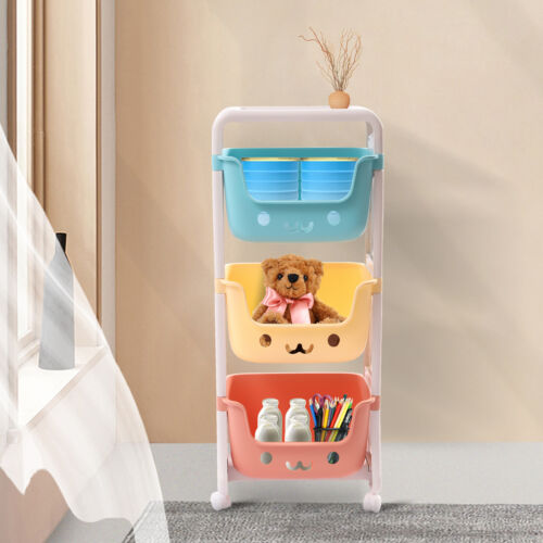 3-Tier Rolling Cart Kids Playroom Decor Doll Activity Rack Shelf 10kg/22.04lbs - Picture 1 of 12