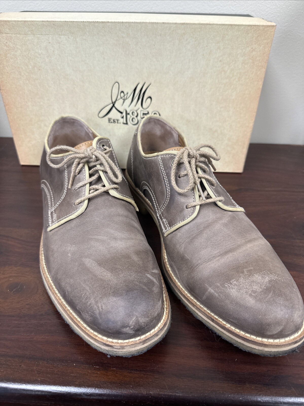 SAOLA Oxford Martell Johnston & Murphy J&M 1850 pelle di pecora marrone taglia 11