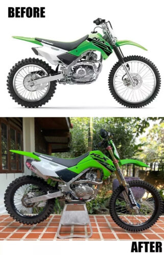 KAWASAKI KLX140 KLX140L R 140RF FULL SYSTEM EXHAUST MUFFLER REAR PIPE CARBON RS9 - Picture 6 of 7