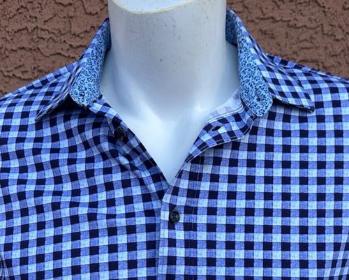 Brooklyn Brigade Men's Purple Checked Long Sleeve Button Up Shirt Size Medium - Picture 7 of 9