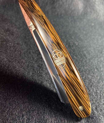 Robuso 33 Solingen Bakelite Wood Design Handle Cut Throat Razor Germany
